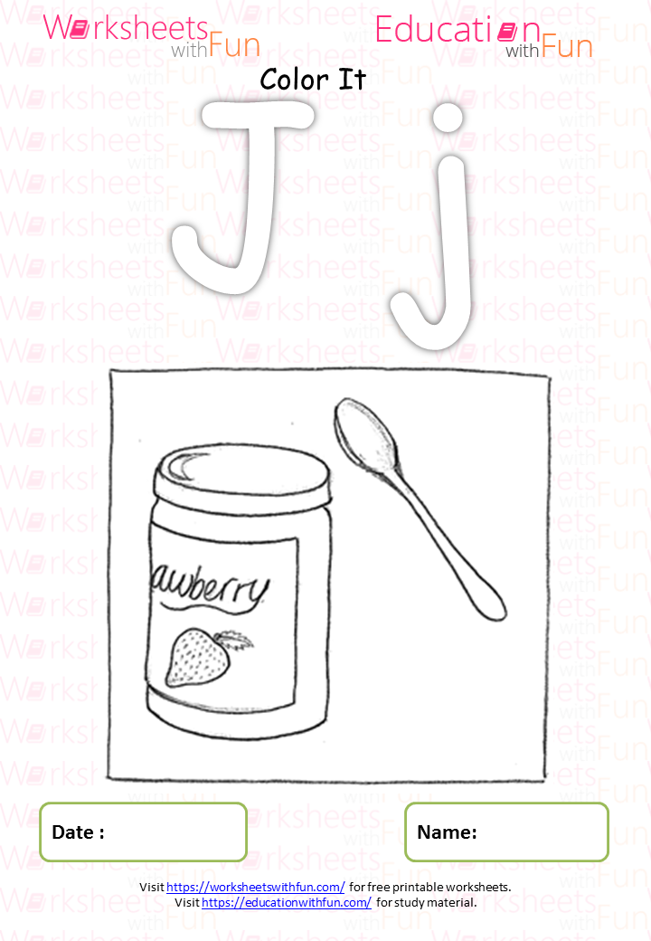 English - Preschool: Letter 'J' - Coloring Page